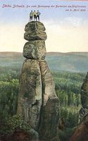  Eine alte Postkarte erinnert an die Erstbesteigung 1906 